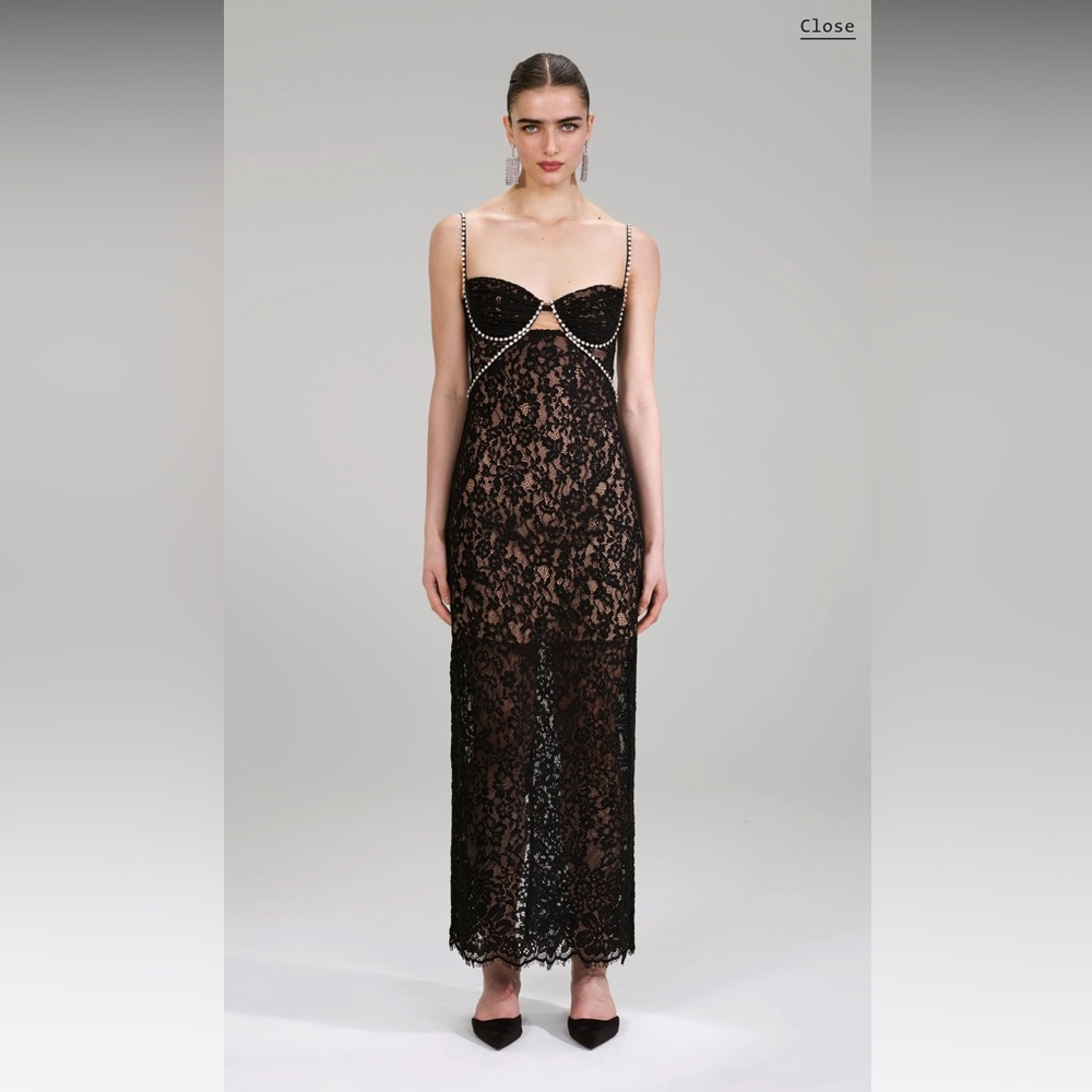 Self-Portrait, size 6, black lace dress